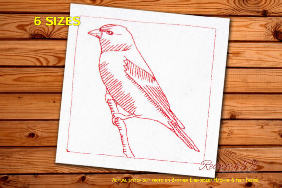 American Goldfinch on Branch: A Charming Embroidery Design