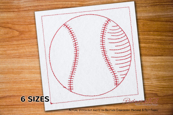 Baseball in White Leather Redwork Review