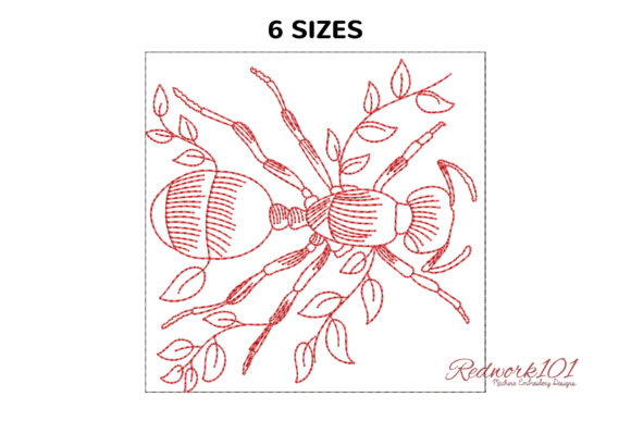 Black Garden Ant Redwork Design