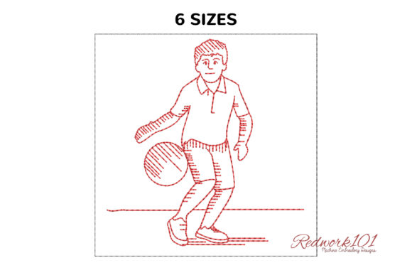 Boy Playing Football Redwork Design Review