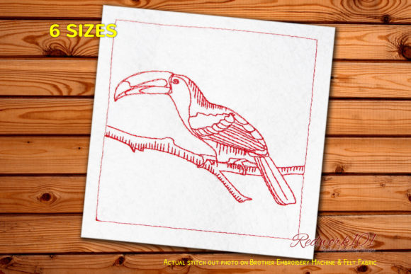 Charming Toucan Bird Redwork for Holiday Gifts