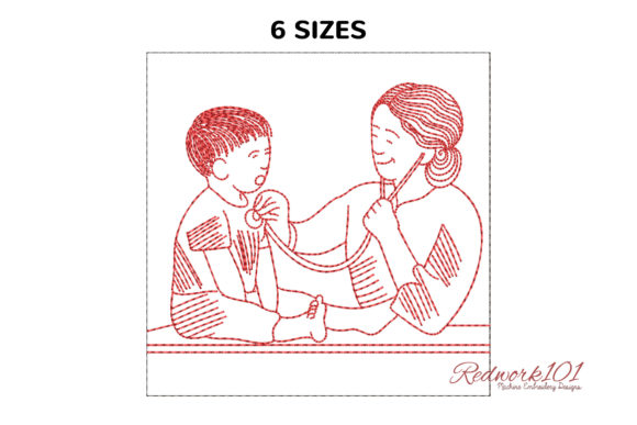 Female Doctor Examination: A Professional Embroidery Design
