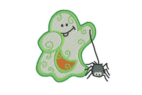 Ghost with Spider: A Charming Halloween Embroidery Design