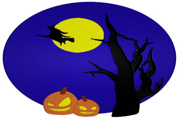 Halloween Witch Midnight: A Spooky Embroidery Delight