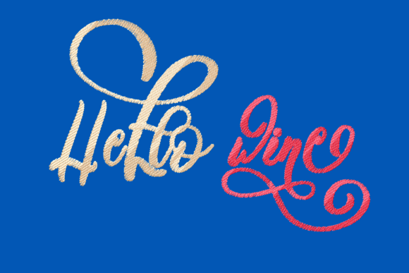 Hello Wine Embroidery Design