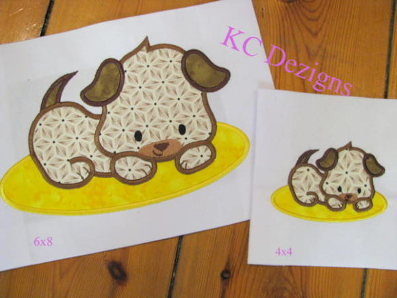 Puppy Lying on Mat Applique