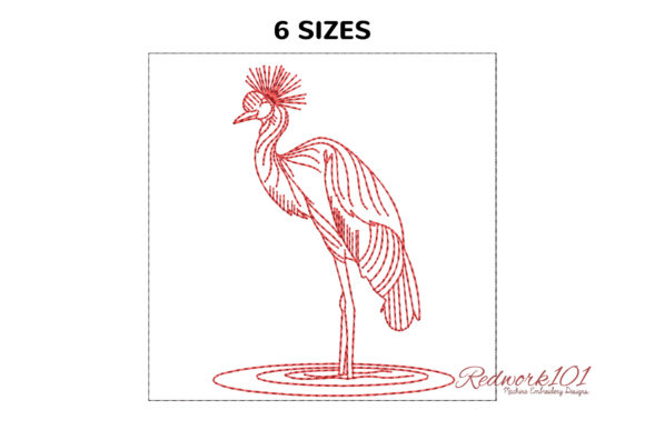 Review: Common Crane Bird Redwork Embroidery