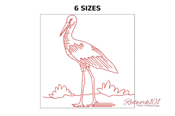 Stork Bird Bluework: A Versatile Embroidery Design