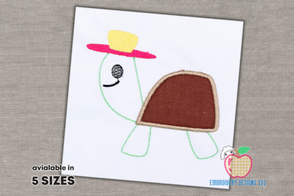 Turtle Wearing Hat Applique: A Charming Addition